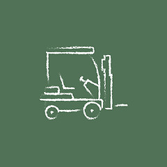 Image showing Forklift icon drawn in chalk.