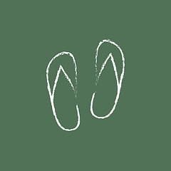 Image showing Beach slipper icon drawn in chalk.