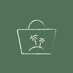 Image showing Beach bag icon drawn in chalk.