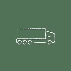 Image showing Delivery truck icon drawn in chalk.