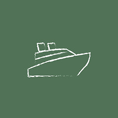 Image showing Cruise ship icon drawn in chalk.