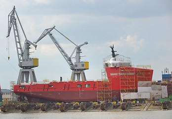 Image showing ship under construction