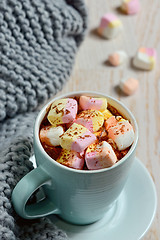 Image showing cup of hot chocolate with marshmallows 