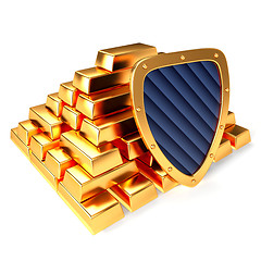 Image showing Gold bars and shield