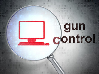 Image showing Safety concept: Computer Pc and Gun Control with optical glass