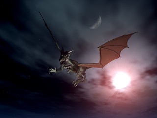 Image showing Dragon Attack - Night Scene,