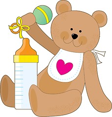 Image showing Baby Bottle and Bib