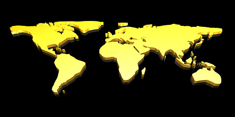 Image showing Golden 3D World map
