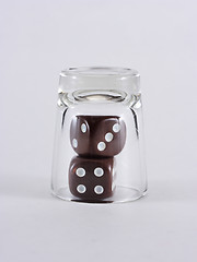 Image showing Brown Dice Under Glass