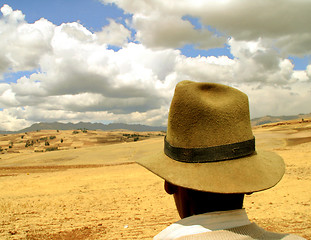 Image showing Farmer in the Andes of Peru