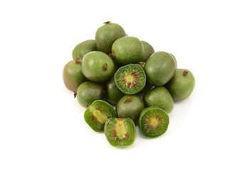 Image showing Kiwi berries - whole and sliced in half