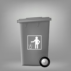 Image showing Grey PlasticTrashcan