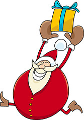 Image showing santa with present cartoon