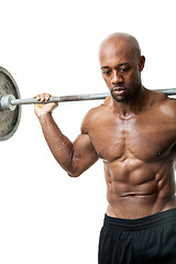 Image showing Muscle Man Holding Barbell