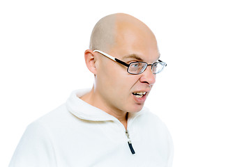 Image showing Bald evil man. Isolated. Studio