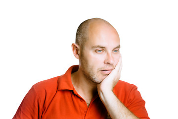 Image showing man. Toothache. Isolated on white. Studio