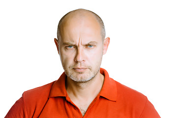 Image showing man scowling. Isolated on white. Studio