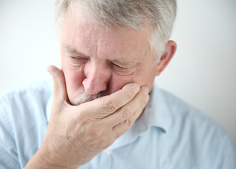 Image showing older man feels nausea