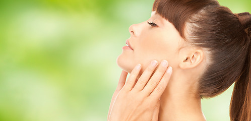 Image showing beautiful young woman face side view