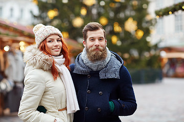 Image showing happy couple walking in old town