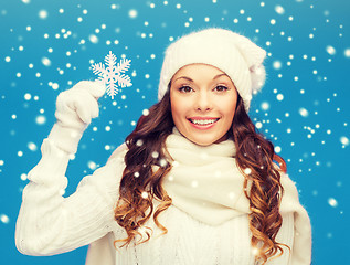 Image showing woman with big snowflake