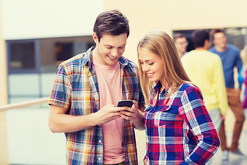 Image showing group of smiling students outdoors