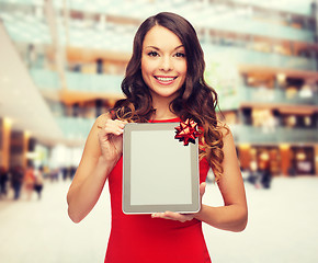 Image showing smiling woman with tablet pc