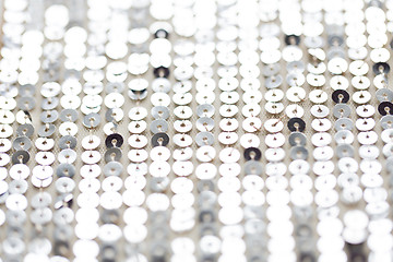 Image showing close up of silver sequined textile texture