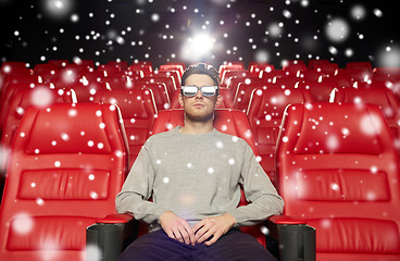 Image showing young man watching movie in 3d theater