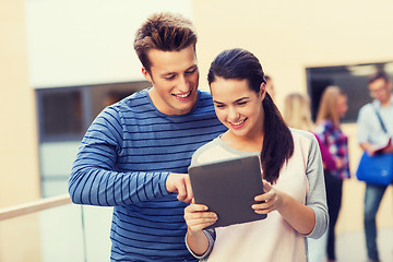 Image showing group of smiling students tablet pc computer