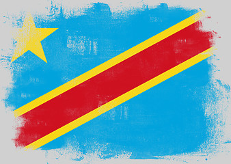 Image showing Flag of Democratic Republic of the Congo painted with brush