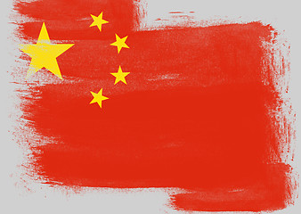 Image showing Flag of China painted with brush