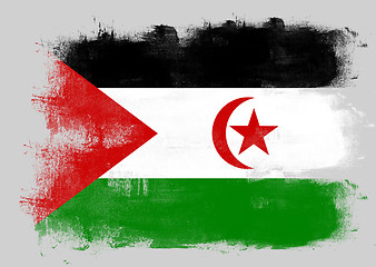Image showing Flag of Western Sahara painted with brush