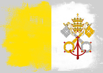 Image showing Flag of Vatican City painted with brush