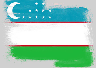 Image showing Flag of Uzbekistan painted with brush