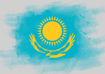 Image showing Flag of Kazakhstan painted with brush