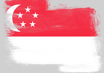 Image showing Flag of Singapore painted with brush