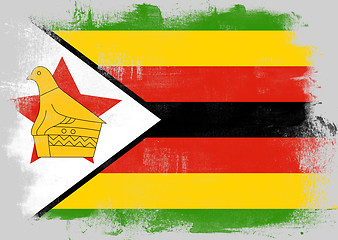 Image showing Flag of Zimbabwe painted with brush