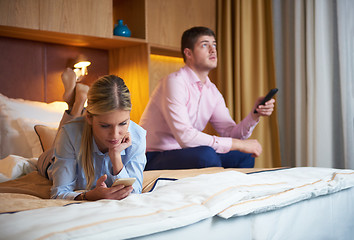 Image showing young couple in modern hotel room