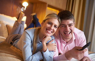 Image showing young couple in modern hotel room