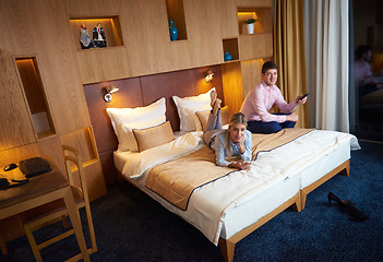 Image showing young couple in modern hotel room