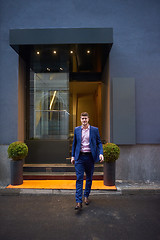 Image showing business man entering  hotel