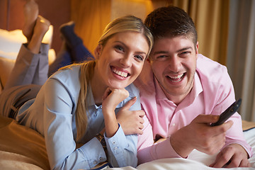 Image showing young couple in modern hotel room