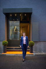Image showing business man entering  hotel