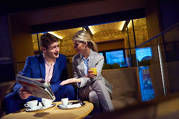 Image showing business couple take drink after work