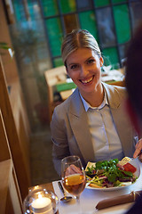 Image showing business couple having dinner