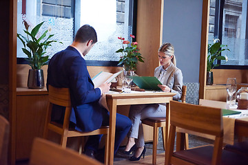 Image showing business couple having dinner