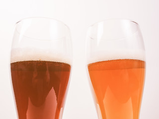 Image showing Retro looking Two glasses of German beer