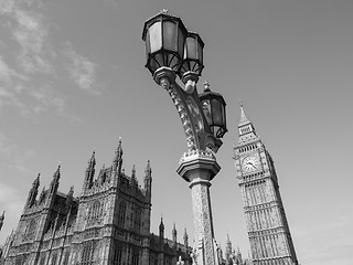 Image showing Black and white Houses of Parliament in London