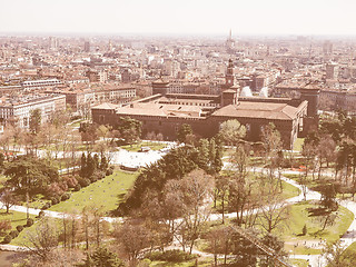 Image showing Retro looking Milan aerial view